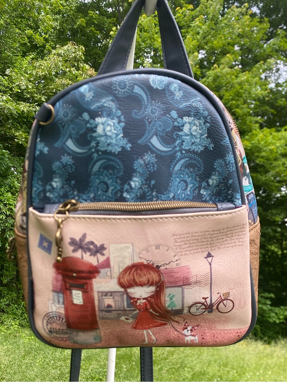 Sweet & Candy Paris Travel Print Mini Backpack Whimsical Faux Leather Bag